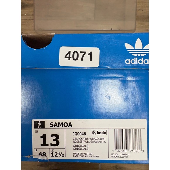 Adidas Samoa Originals Mens Size 13 Leather Sneakers Shoes Black Red - Picture 8 of 11